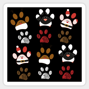 Santa Claus made of paw prints cute Sticker